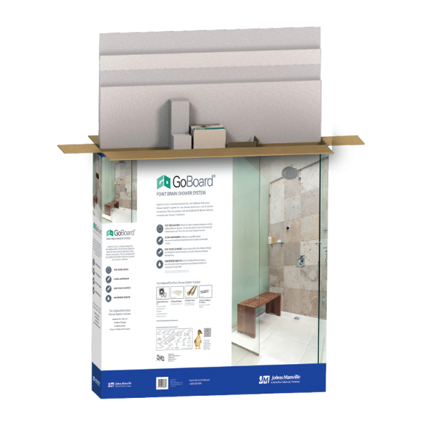 GoBoard Point Drain Shower Pan Kit Johns Manville GoBoard